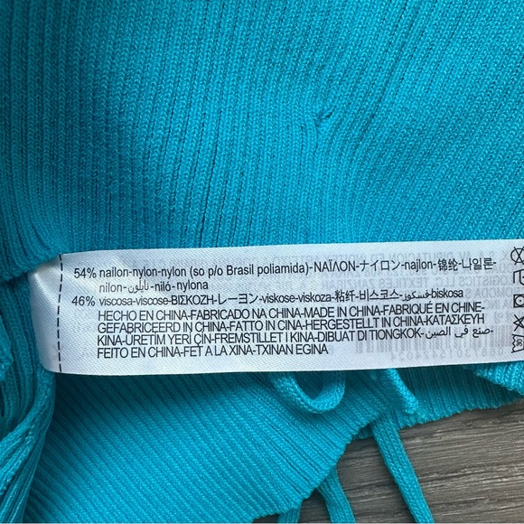 3 piece Matching Set - Ribbed Blue Cardigan Midi Pencil Skirt Crop Top - Picture 11 of 16